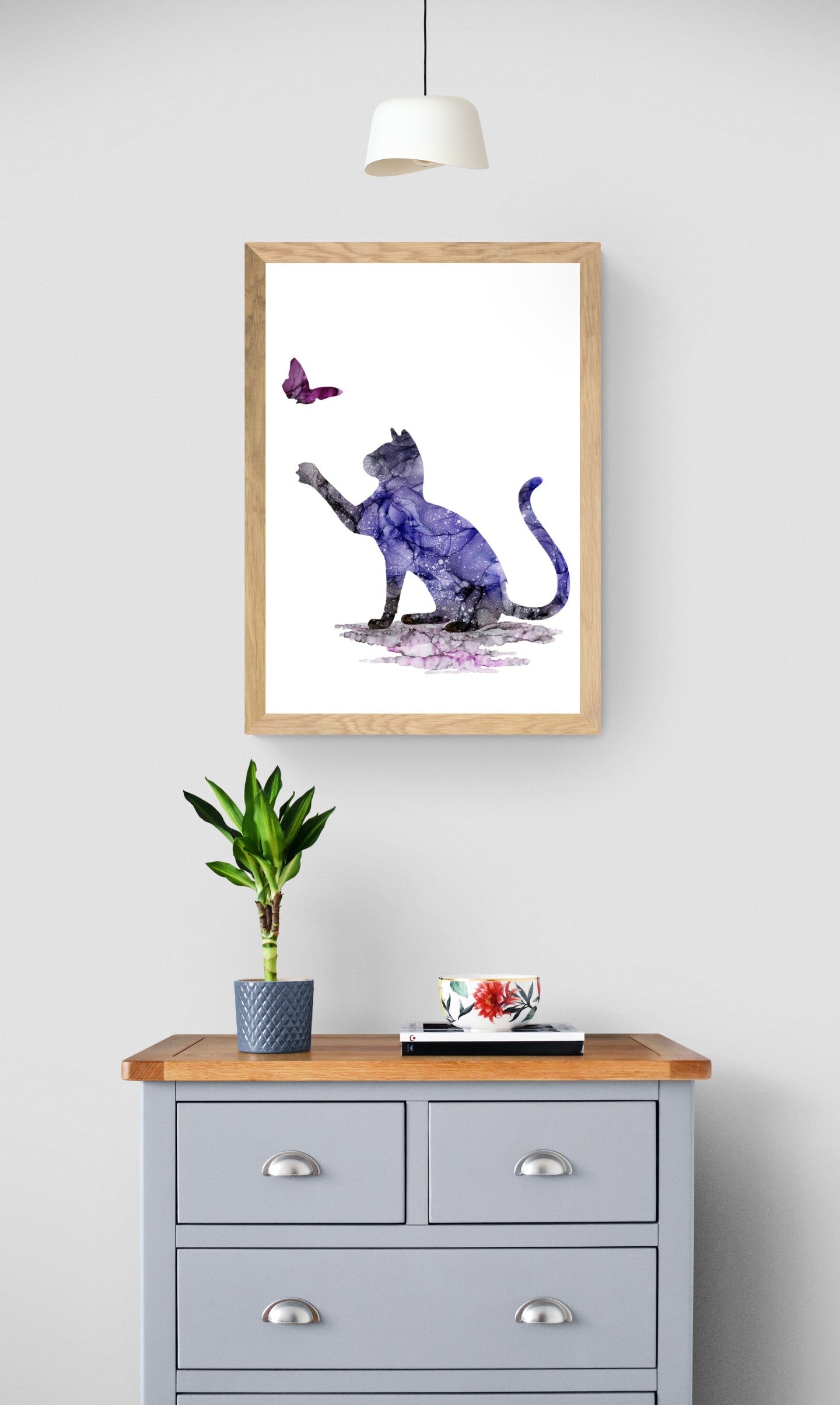 Cat and Butterfly Print