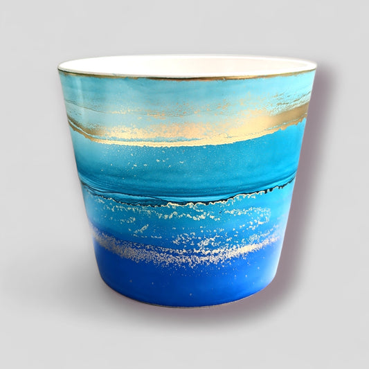 Caribbean Blue, Turquoise and Gold Planter - Made to Order